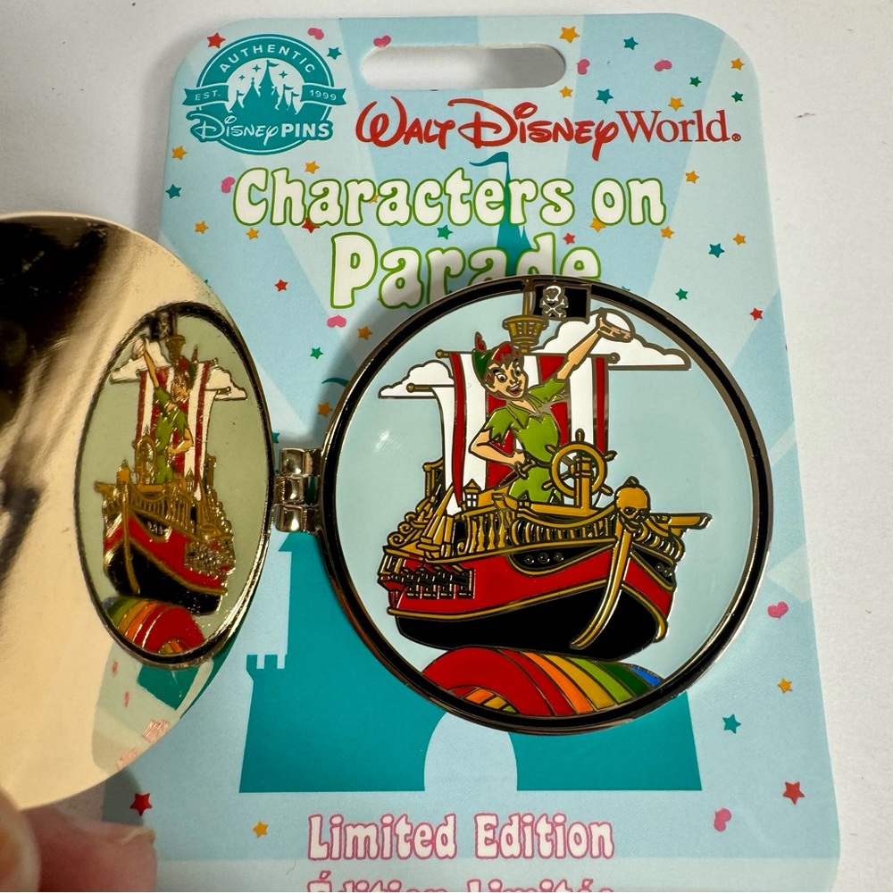 NWT. Peter Pan 'Characters On Parade' Limited Edition Pin. Hinged pin opens